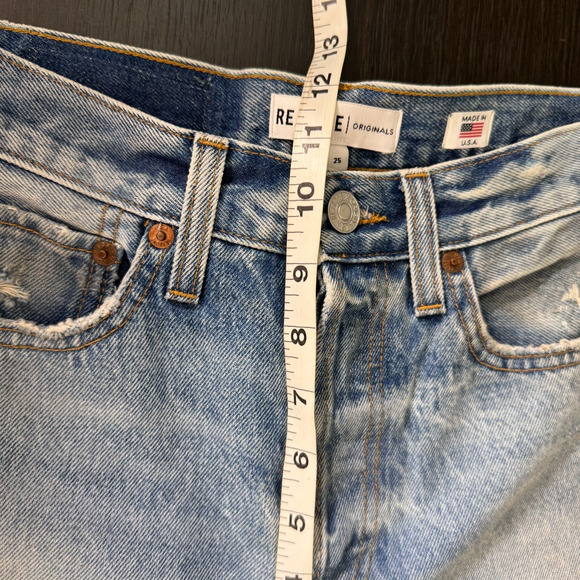 Re/Done Jeans Womens size 25 High Rise Raw Hem Button Fly Distressed Denim - Picture 13 of 15
